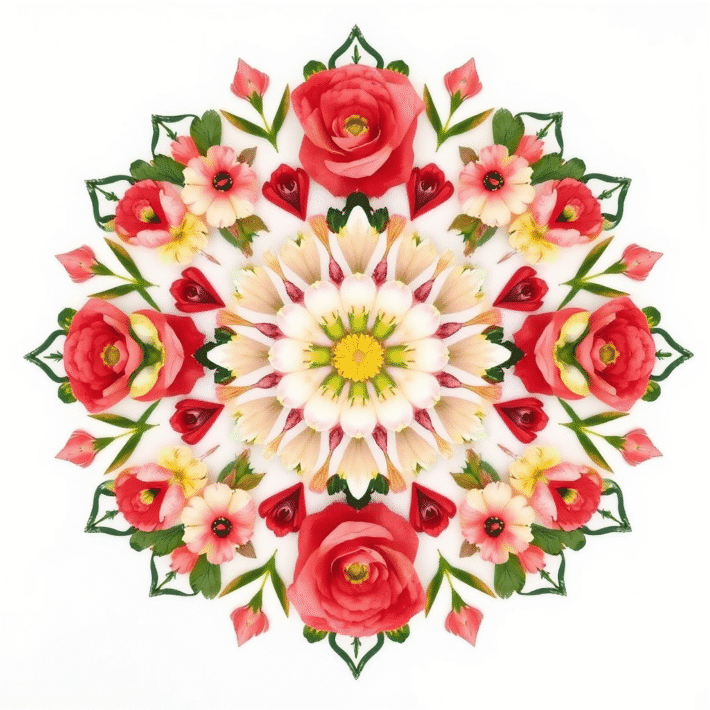 Mandala av rosor, Thai stil i rosa och röda färger, en symbol för Glow Up paketet healing av Karolina Eleonora.