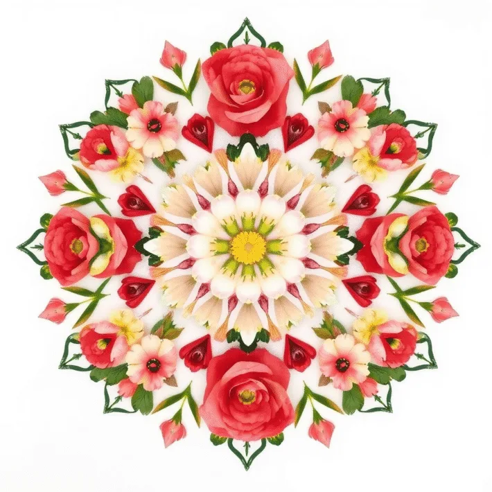 Mandala av rosor, Thai stil i rosa och röda färger, en symbol för Glow Up paketet healing av Karolina Eleonora.