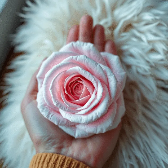 En hand håller i en rosa ros - symbol för Emotion Code behandlingen Inre Barnet Paketet