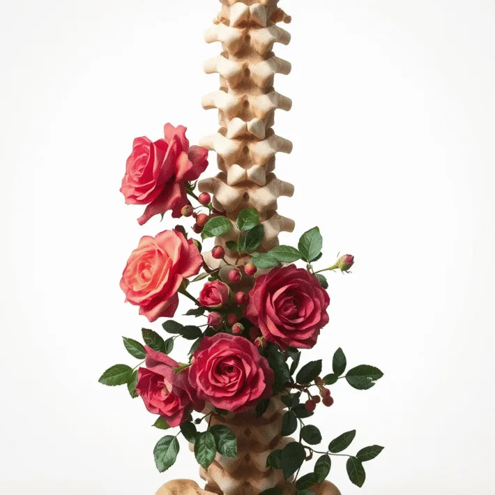 En ryggrad med kotor och rosor, healingbehandling av ryggen av Karolina Eleonora med Emotion Code